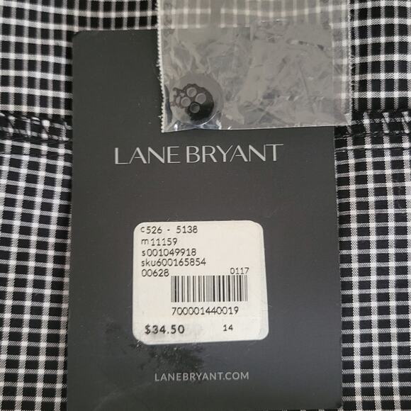 Lane Bryant Long Sleeve Fitted Blouse Black and White New with Tags Size 14 - Picture 6 of 9